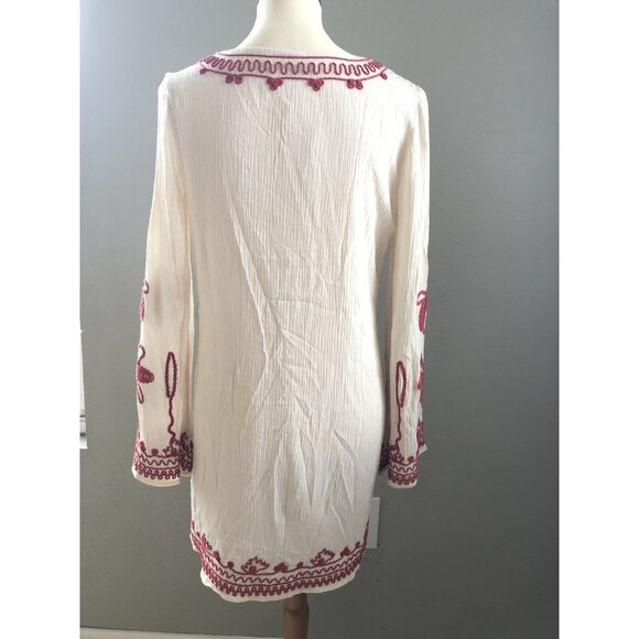 Ark & Co. Tunic Dress Women's Size M Embroidered Cream & Pink - Picture 3 of 10